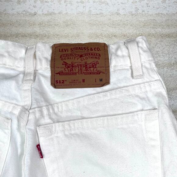 Vintage Levis Jeans 512 Slim Fit Tapered Leg Made USA Snow White Wash Denim 90s - Picture 4 of 5